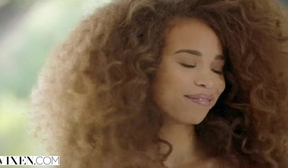 Beautiful black teen girl with an afro fucks her roommate and totally loves it