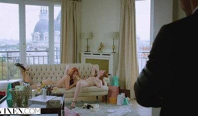 A rich older couple has sex with a small redhead teenage girl on their vacation