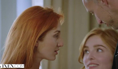 A rich older couple has sex with a small redhead teenage girl on their vacation