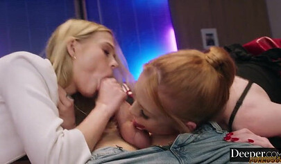 A couple’s cafe date turns into an impromptu threesome.