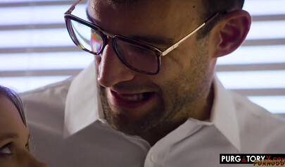 While mom is out, stepdaughter gives her stepdad a hot blowjob.