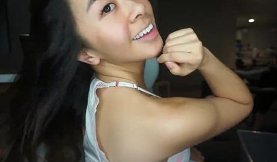 Hot Asian teenage cam girl has fun trying out bras just for you and you only