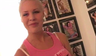 Teenage blonde babe Bella has a hot round of masturbation fun by herself only