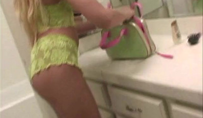 Teenage blonde babe Bella has a hot round of masturbation fun by herself only