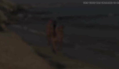 Four beautiful teenage babes show off their fantastic bodies on a nice beach