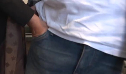 Chubby teenage babe fucks her own stepfather in the kitchen and also blows him