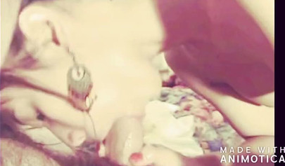 Asian teenie slobbers on a hard cock and takes it deep before swallowing his cum