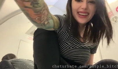 Horny amateur petite nubile films herself fingering her tight asshole on a plane