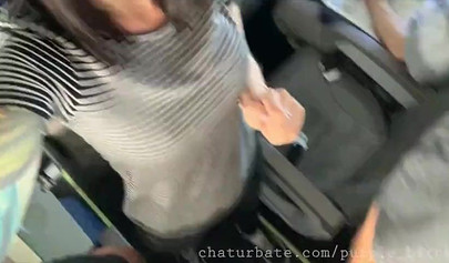 Horny amateur petite nubile films herself fingering her tight asshole on a plane