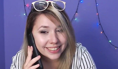 Cute young nubile Milly Ice fingers herself and fondles her tits on a web cam