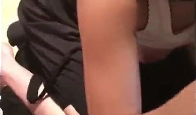 Athletic brunette nubile gives a long and steamy blowjob to a big black schlong