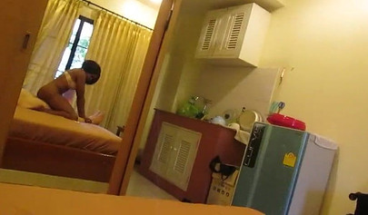 Lusty ebony teen with a perfect round ass rides a white cock and gets creampied