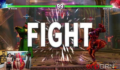 Cute teenie with long pink hair rides a big hard cock after playing video games