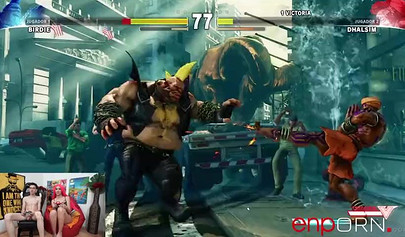 Cute teenie with long pink hair rides a big hard cock after playing video games