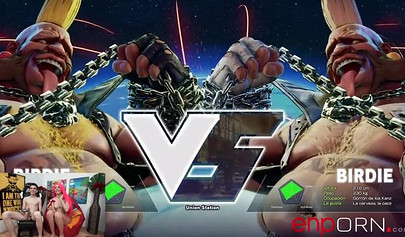 Cute teenie with long pink hair rides a big hard cock after playing video games