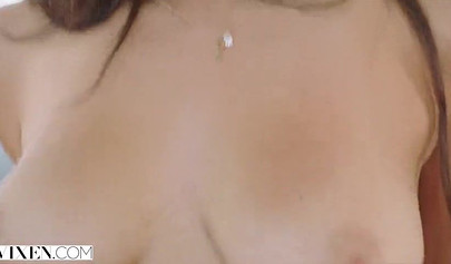 Beautiful brunette teen Autumn Falls swallows a massive cock and gets hammered