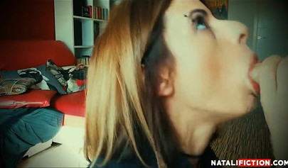 Oral creampie compilation with dashing nubile sucking huge loads from a fat cock