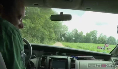 Bombastic blonde teen with big round tits gets all of her holes pounded outside