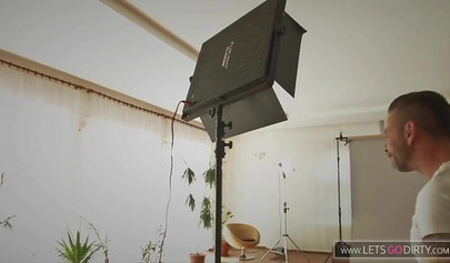 Curly brunette teen sucks a hard cock before having her pussy licked and pounded