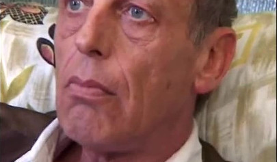 Amateur black-haired nubile spit roasted by two horny older guys with hard cocks