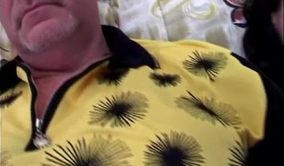 Amateur black-haired nubile spit roasted by two horny older guys with hard cocks