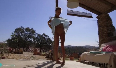 Blonde teen does yoga in a skirt in public and flashes her pussy and asshole