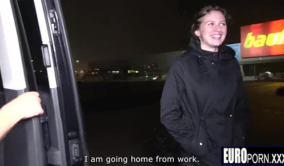 Teenage girl Tina hops in the care to get her throat and pussy nicely trashed