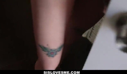 Slutty stepsisters catches me masturbating and offers to get me off for good