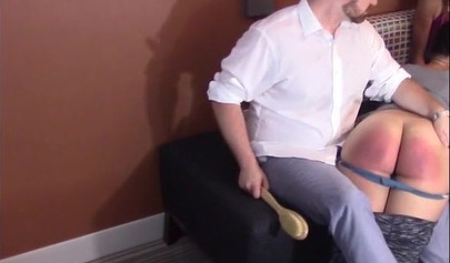 Small brunette teen with dark skin gets punished and spanked and she adores it