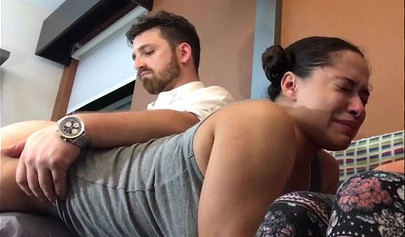 Small brunette teen with dark skin gets punished and spanked and she adores it