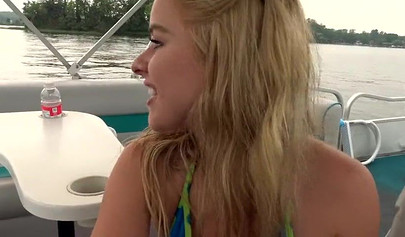 Blonde teen stepsis gets her small wet cunt creamed in public on a nice boat