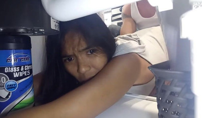 Little Asian sister gets suck in the kitchen and abused by her only brother