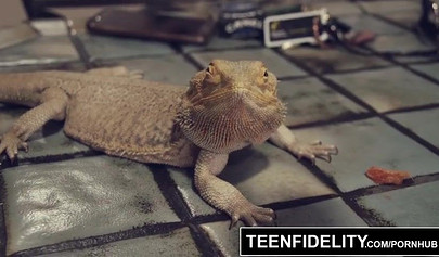 Ebony teen Sara Banks sucks and gets fucked by a big and thick white penis