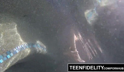 Ebony teen Sara Banks sucks and gets fucked by a big and thick white penis