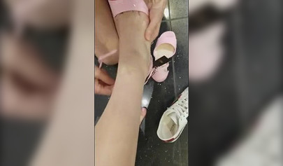 Young teen girls hook up in the locker room and have a go at lesbian hot sex