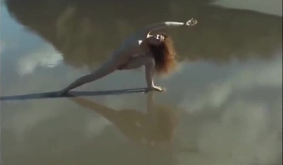 Hot teen practices yoga outside in the public all naked with her private parts