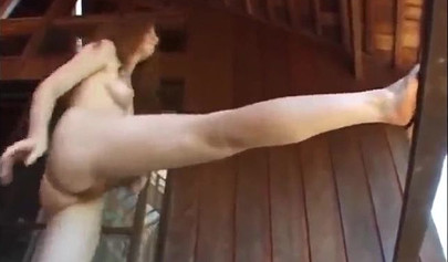 Hot teen practices yoga outside in the public all naked with her private parts