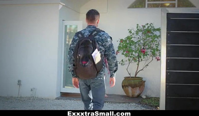 Tiny teen with a small pussy gets torn apart by a massive dick and she loves it