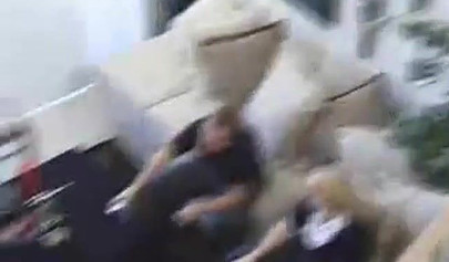 Young teen girl and a busty milf play together with dad in their family shower