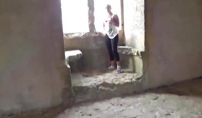 Hot teenage couple has some fun and fucks outside on their holiday vacation