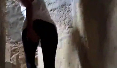 Hot teenage couple has some fun and fucks outside on their holiday vacation