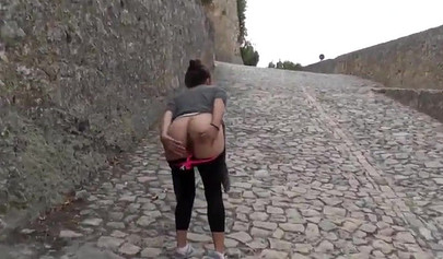 Hot teenage couple has some fun and fucks outside on their holiday vacation