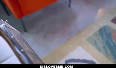 My teen girlfriend catches me and my stepsister as she is sucking my huge cock