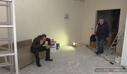 German young teen girl sucks and fucks an older guy and eats a massive load