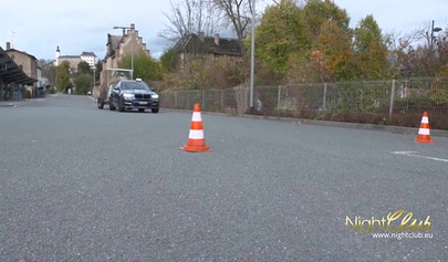 German brunette teen fucks an older guy behind stairs and she totally loves it