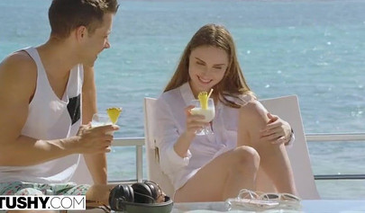 Teen meets her favorite musician on a beach and gets fucked in his huge house