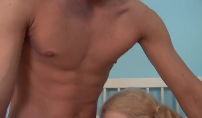 Sexy Russian teen girl Nelly gives a blowjob and gets fucked on a giant bed