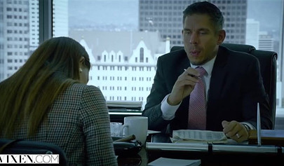 Teen intern gets fucked by her daddy's business partner till he cums on her