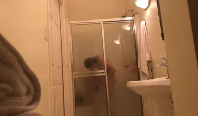18+ roommate taking a shower and taking selfies while I watch her carefully