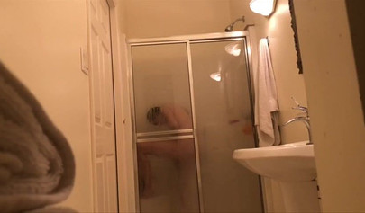 18+ roommate taking a shower and taking selfies while I watch her carefully